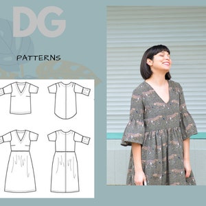 Matisse Top and Dress PDF sewing pattern and printable sewing tutorial for women including plus sizes. image 3