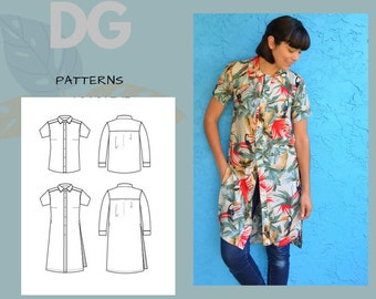 Magnolia Tunic and Shirt PDF sewing pattern for women