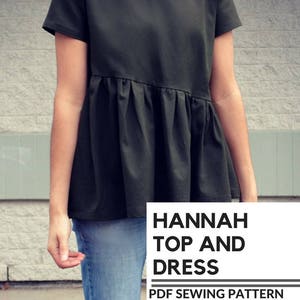 Hannah Top and Dress PDF sewing pattern and step by step sewing tutorial in sizes 4 to 22. Fully graded asymmetric top dress pattern plus image 7