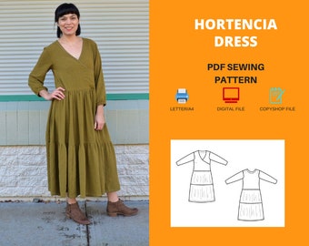 Hortencia Dress For WOMEN PDF sewing pattern and sewing tutorial