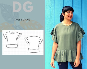 Bracco Top PDF sewing pattern and printable sewing tutorial for women including plus sizes.
