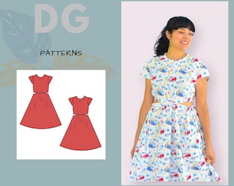 Jasmine Dress PDF sewing pattern and printable sewing tutorial for women including plus sizes.