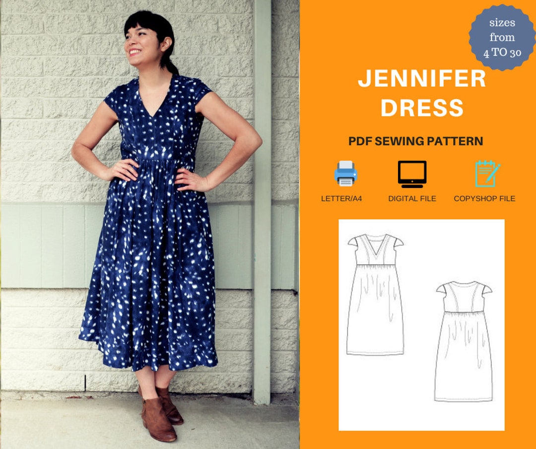 Jennifer Dress PDF Sewing Pattern and Sewing Tutorial - Etsy