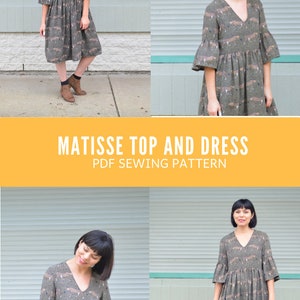 Matisse Top and Dress PDF Sewing Pattern and Printable Sewing Tutorial ...