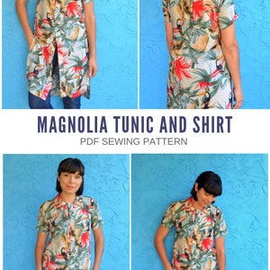 Magnolia Tunic and Shirt PDF Sewing Pattern for Women - Etsy