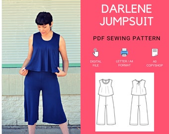 The Darlene Jumpsuit PDF sewing pattern and sewing tutorial for women