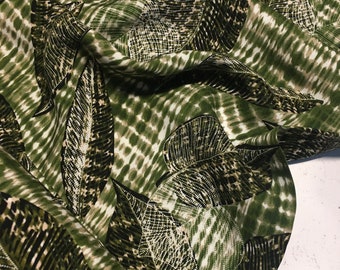 Woven viscose Fabric in Green Floral print