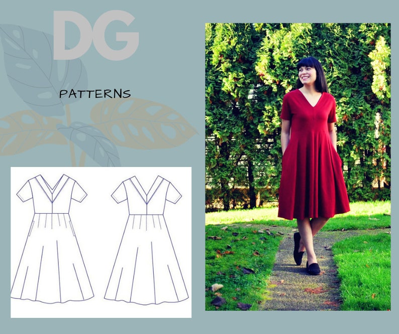 The Roma Dress PDF sewing pattern and Tutorial: This pattern comes with a 4 to 22 sizes and a step by step sewing tutorial. Plus sew patte image 1