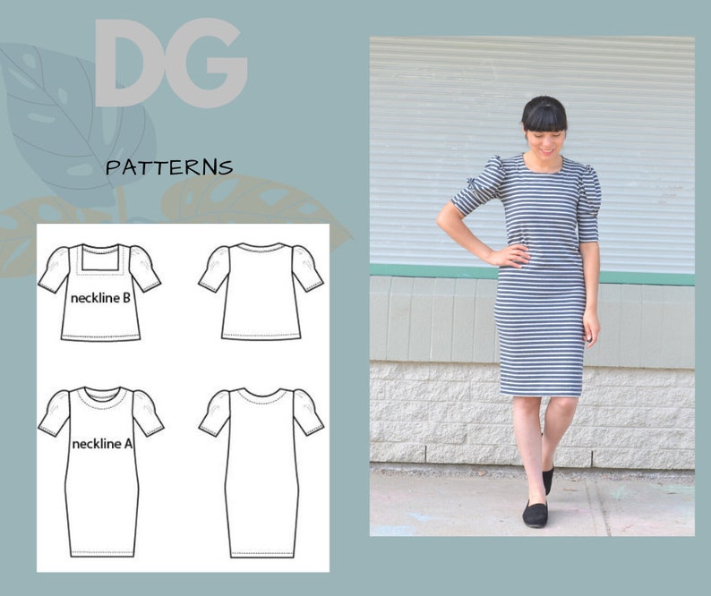 The Veronica Top and Dress PDF sewing pattern and step by step sewing tutorial image 1