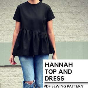 Hannah Top and Dress PDF sewing pattern and step by step sewing tutorial in sizes 4 to 22. Fully graded asymmetric top dress pattern plus image 6