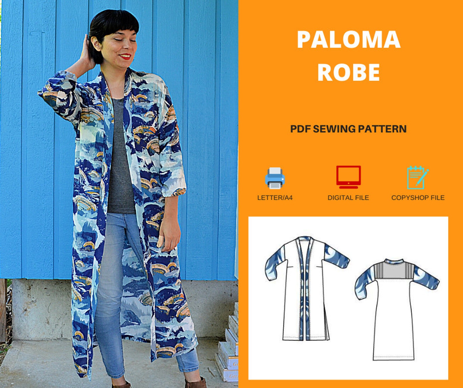 Paloma Robe for WOMEN PDF Sewing Pattern and Sewing Tutorial - Etsy Canada