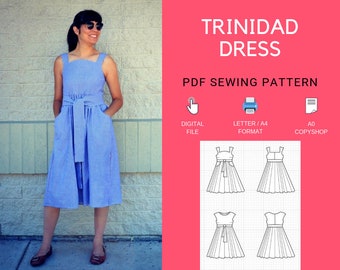 The Trinidad Dress PDF sewing pattern and step by step sewing tutorial