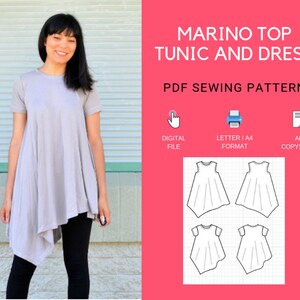 The Marino Top, Tunic and Dress PDF sewing pattern and sewing tutorial for women image 3