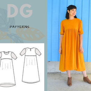 Marta Dress PDF sewing pattern and printable sewing tutorial for women including plus sizes.