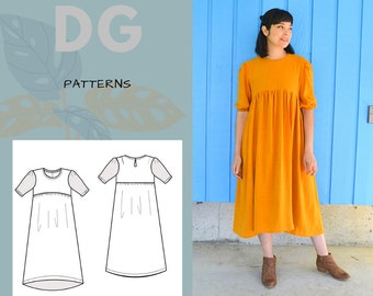 Marta Dress PDF sewing pattern and printable sewing tutorial for women including plus sizes.