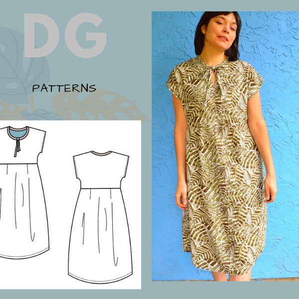 Janice Dress PDF sewing pattern and printable sewing tutorial for women including plus sizes.