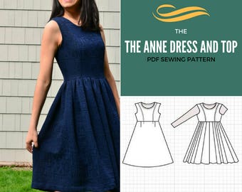 Anne Dress and Top PDF printable sewing pattern and Tutorial  Sizes from 4 to 22