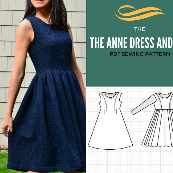 Anne Dress and Top PDF printable sewing pattern and Tutorial  Sizes from 4 to 22