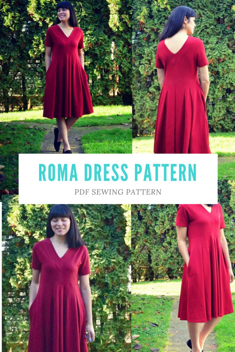 The Roma Dress PDF sewing pattern and Tutorial: This pattern comes with a 4 to 22 sizes and a step by step sewing tutorial. Plus sew patte image 3