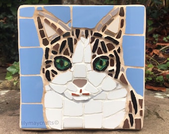 Custom Mosaic Cat, Dog, Animal Portrait - Made to Order