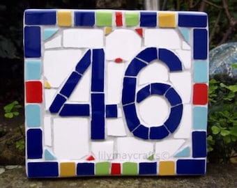 Mosaic House Number/Sign/plaque/street sign- made to order (2 digits)