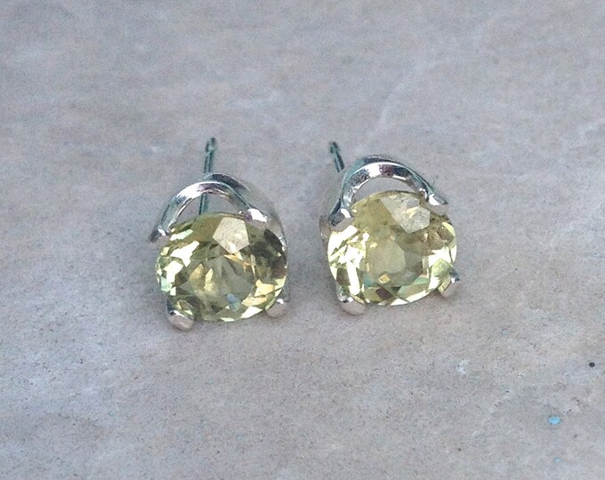 Genuine Yellow Apatite Earring Studs Silver 6mm Stud Etsy