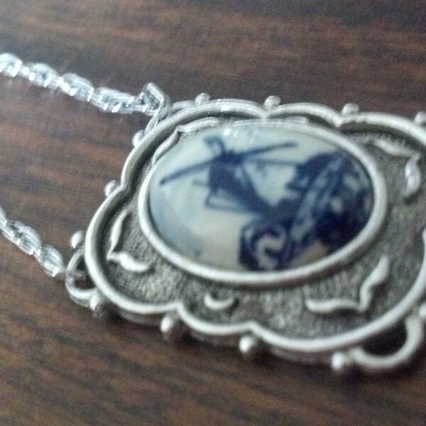 Vintage Silver Sarah Coventry Delft Dutch Windmill Necklace