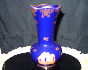 Limoges Porcelain Garanti Veritable Cobalt Vase