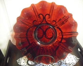 Vintage Ruby Red Cake Plate