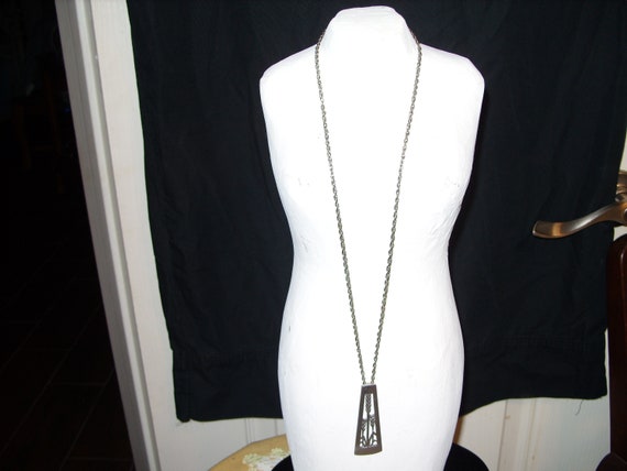 Modernist Pewter Ceard Scotland Grasses Pendant Necklace