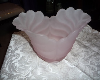 Pink Frosted Glass  Vase