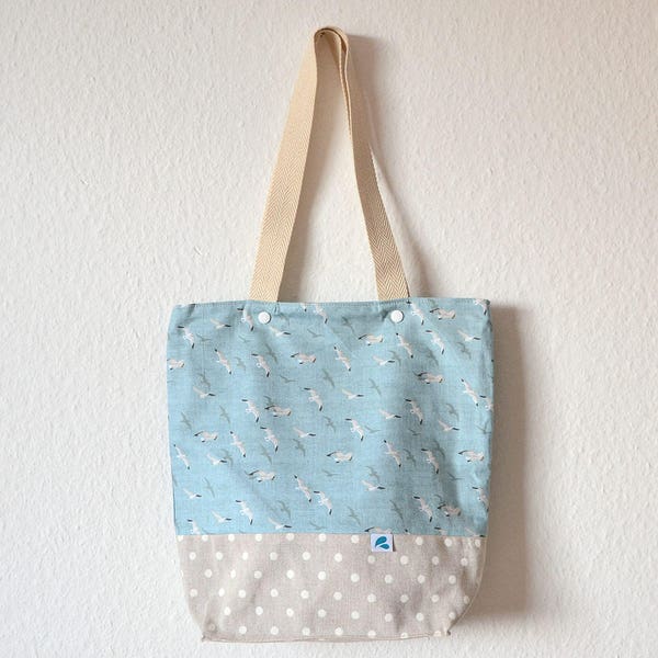 Seagull bag, Seabirds Tote bag ,gift for her, Nautical, Handmade canvas tote  with pocket, Everyday tote bag, Nautical Gift for Her