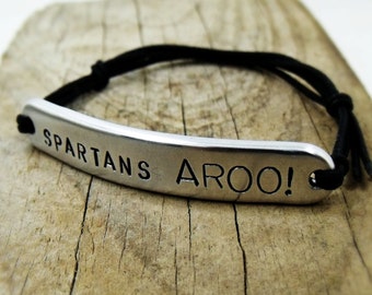 Spartans AROO Bracelet - Personalized Mens Bracelet with Spartans war cry - Best Gift for Spartan History enthusiasts