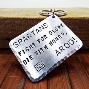 Spartans Fight for Glory die with Honor - Spartan Quote Personalized Aluminum Keychain - Greek Spartans History Item