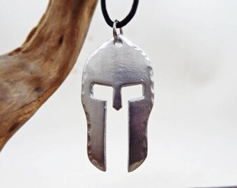 Personalized Spartan Helmet Necklace Hammered edge - Handmade Spartan armor - Spartan warrior helmet shape - Casco Espartano