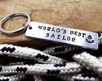 World's Best Sailor Keychain - Aluminum handmade Keychain - Best gift for sailor Men Dad Husband Father & Sailing enthusiast