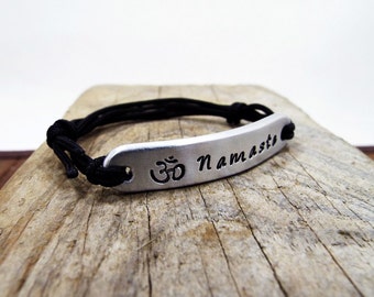 Personalized Namaste Bracelet for Women - Aluminum Yoga Meditation Bracelet - Namaste Jewelry - Om Symbol - Best Gift for Her