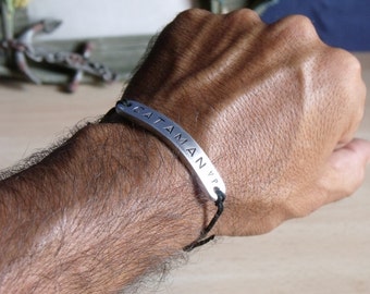 Personalized Simple Bracelet for Men - Aluminum Custom Hand Stamped Bracelet - Best Gift for Man Dad Husband