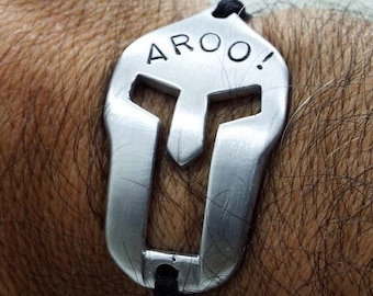 Spartan Helmet Bracelet for Men AROO! - Aluminum Handmade Spartan warior helmet Bracelet - Best Gift for Spartan enthusiasts