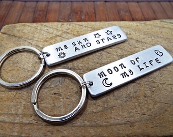 Moon Of My Life / My Sun And Stars - Set Aluminum Keychains - Double engraved Special Gift for Game of Thrones Fans