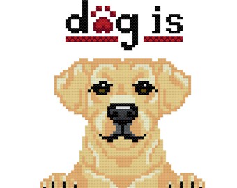 Dónde está el perro - Paquete de 3 patrones de punto de cruz Labrador amarillo, negro y chocolate - Descarga instantánea en PDF