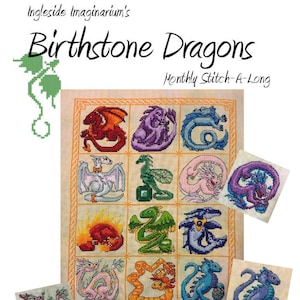 Birthstone Dragon Mystery Stitch-a-Long Kreuzstichmuster - SOFORTIGER PDF-DOWNLOAD - Komplett