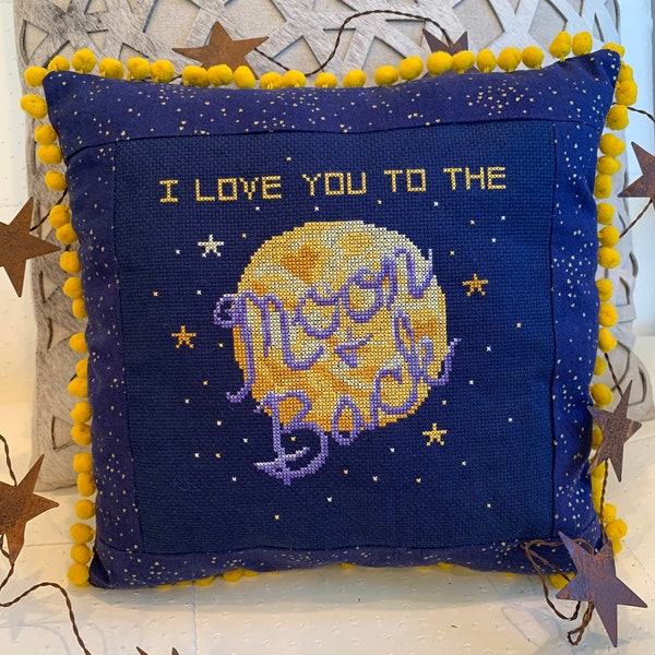 To The Moon! - Sweet and Lovey Cross Stitch Pattern - INSTANT PDF DOWNLOAD