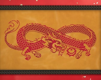 Drachentanz - Chinesisches Jahr des Drachen - Mondneujahr Digitales Kreuzstichmuster - SOFORTIGER PDF-DOWNLOAD
