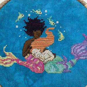 Snoozing Sirens - Customizable Mermaid Cross Stitch Pattern - PDF DOWNLOAD