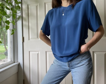 Silk Blue Vintage Blusa de Mujer