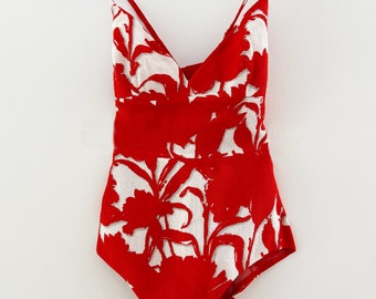 Vintage PRADA Tropical Linen Sunsuit Swimsuit Beachwear EU Size 40