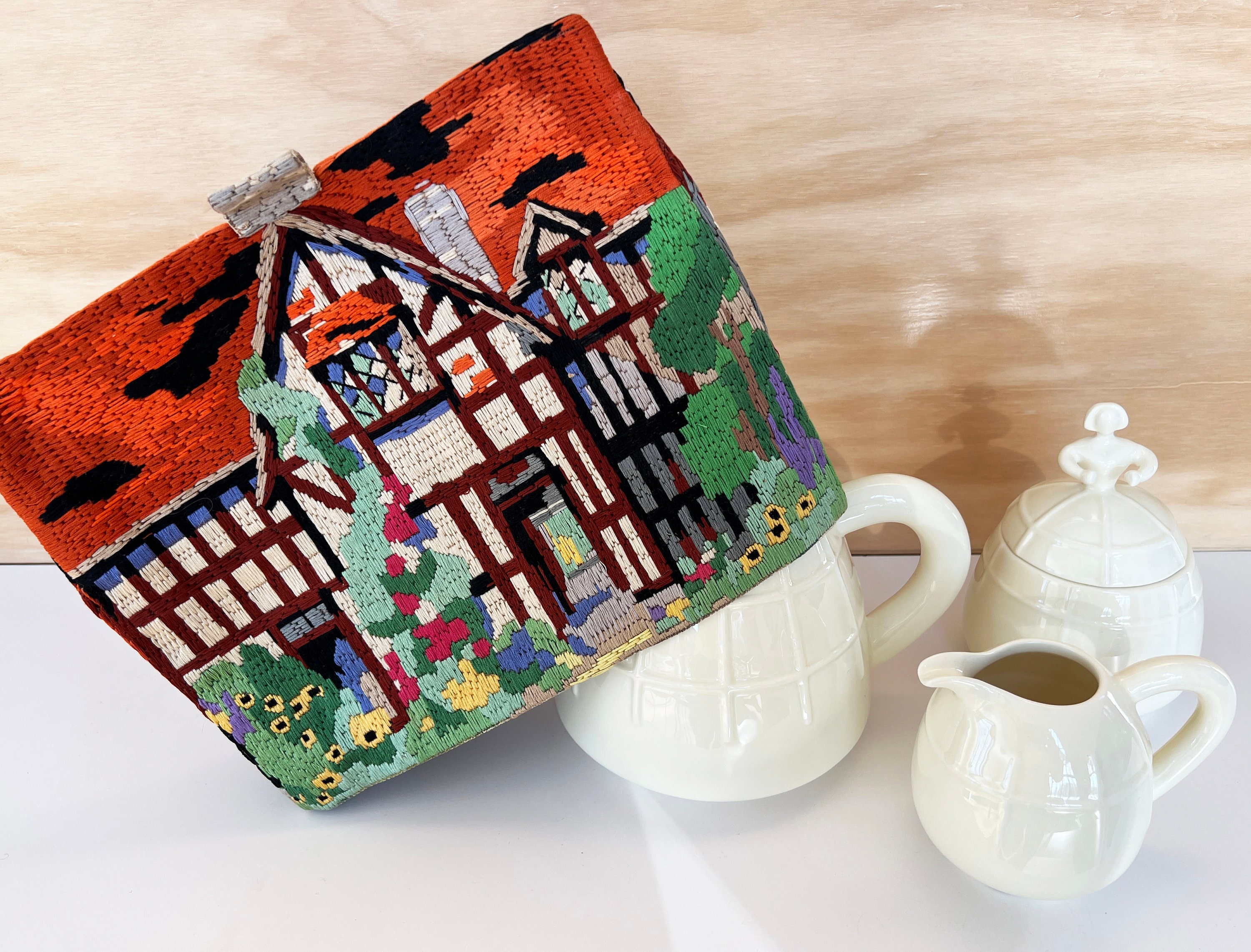 Vintage Tudor House Needlepoint Tea Cozy Etsy