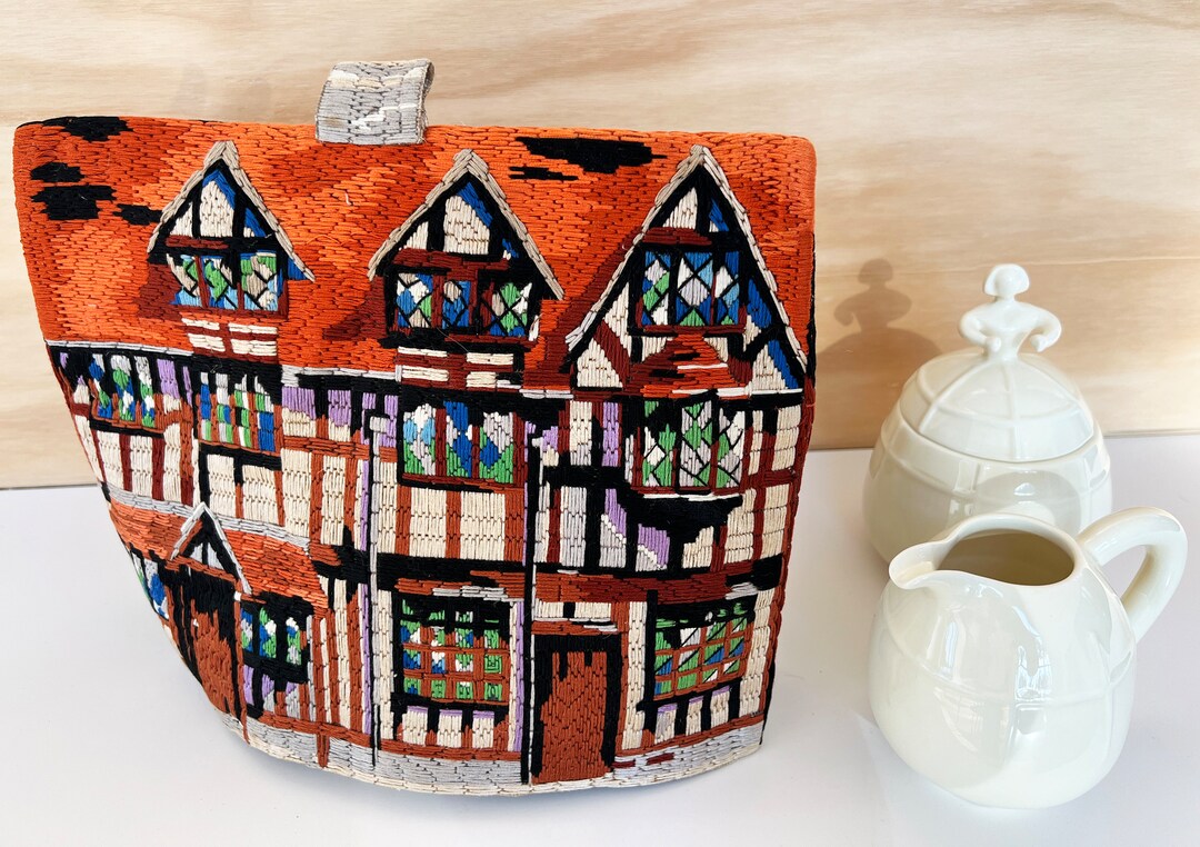 Vintage Tudor House Needlepoint Tea Cozy Etsy