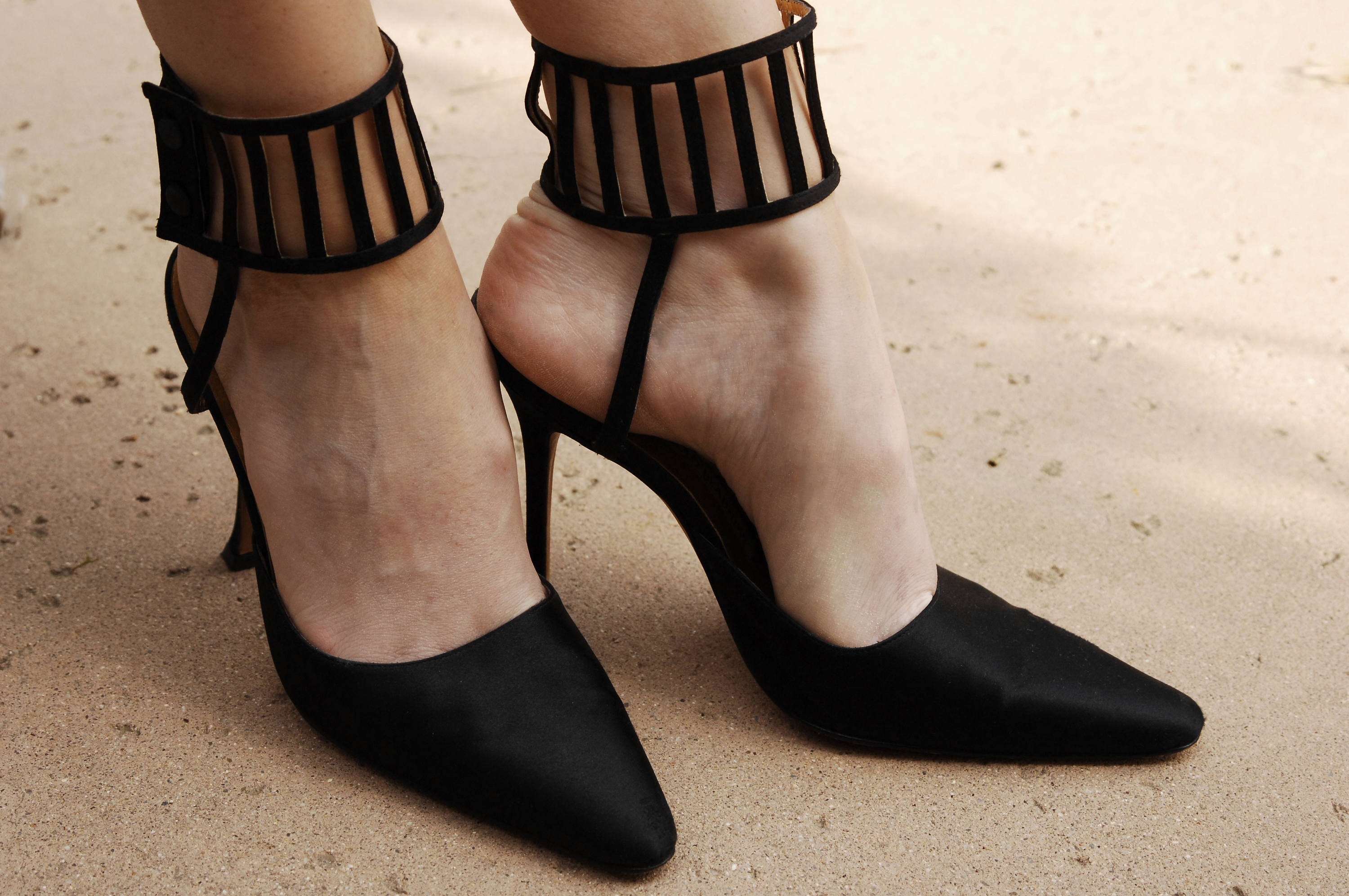 Manolo Blahnik Black Peau De Soie Anklet Stilettos - Etsy